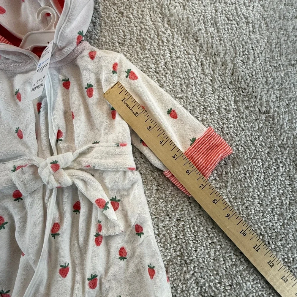 Carters Just One You Baby Strawberry Hooded Robe White Red 0-9M 1S201110 NWT